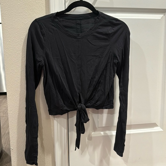 lululemon athletica Tops - Lululemon cotton long sleeve with tie front - black size 6